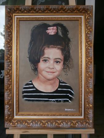 portrait de la fille d'un ami a l'acrylique 60 x 40