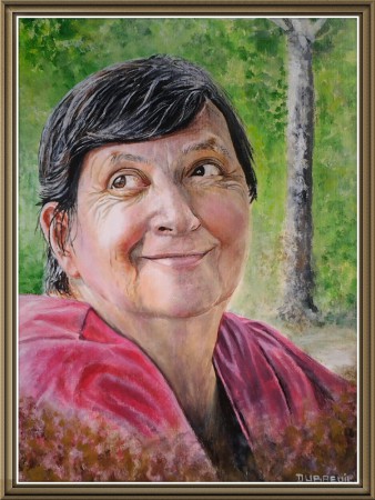 portrait de ma mére a l'acrylique 35.5 x 45.3